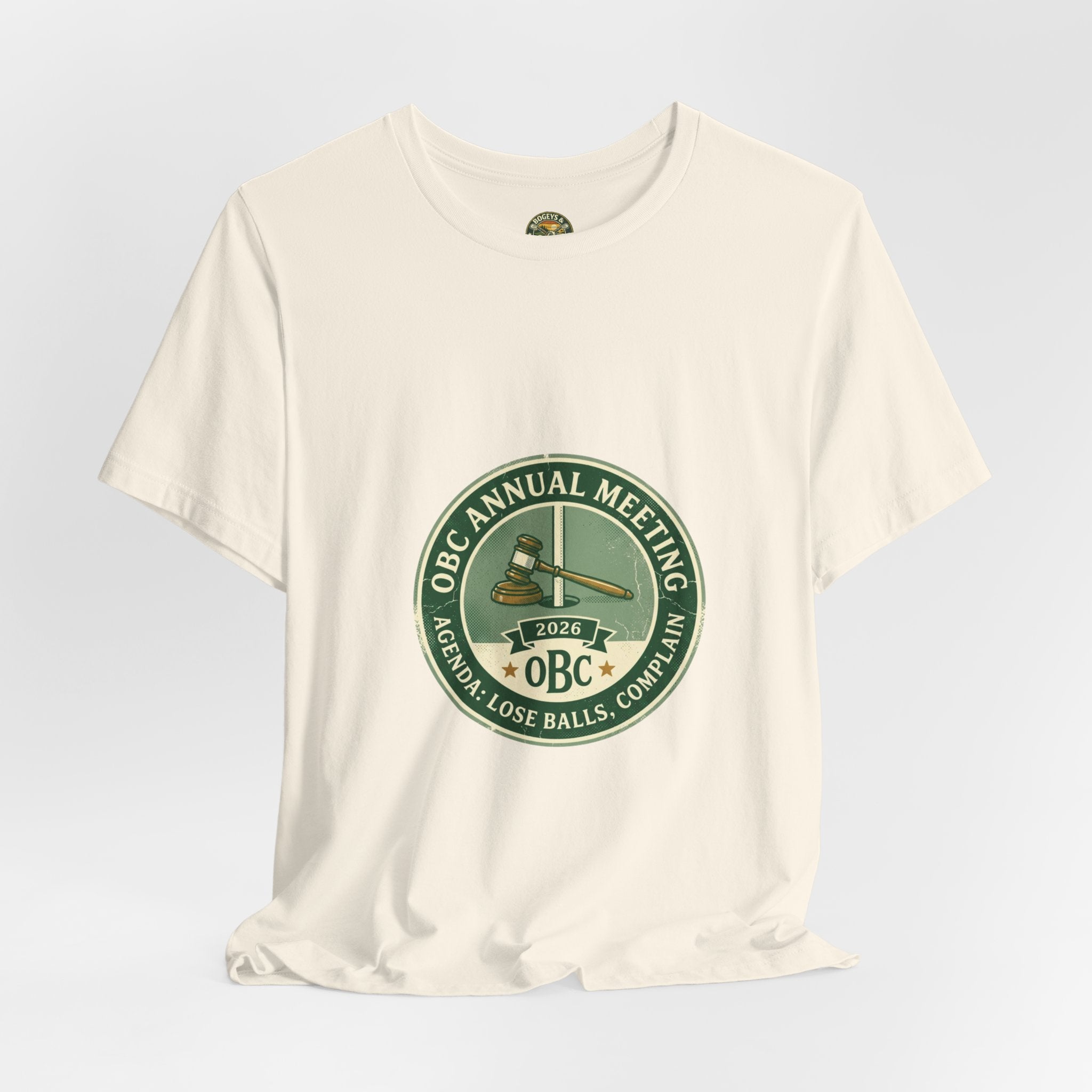 Vintage golf annual meeting tee — OBC agenda design