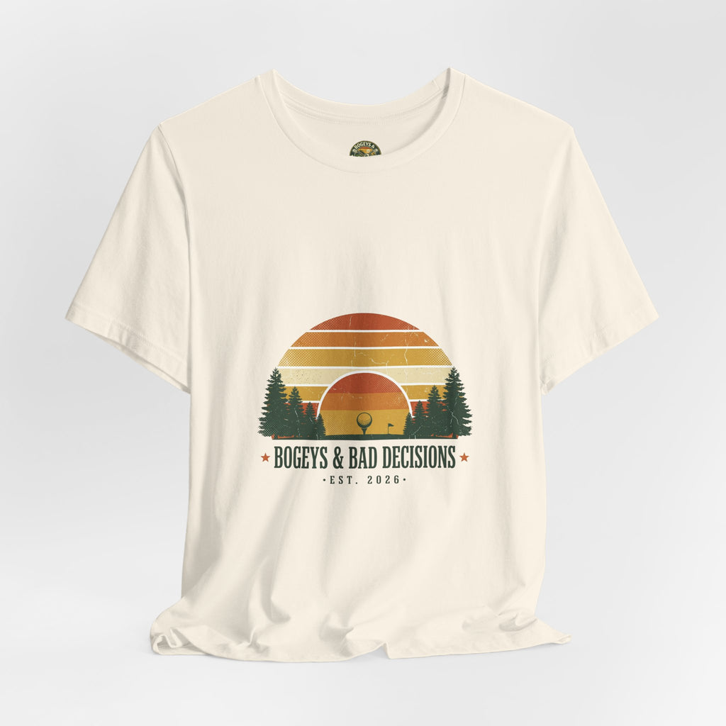Bogeys & Bad Decisions Tee — Sunset Stripe Solo