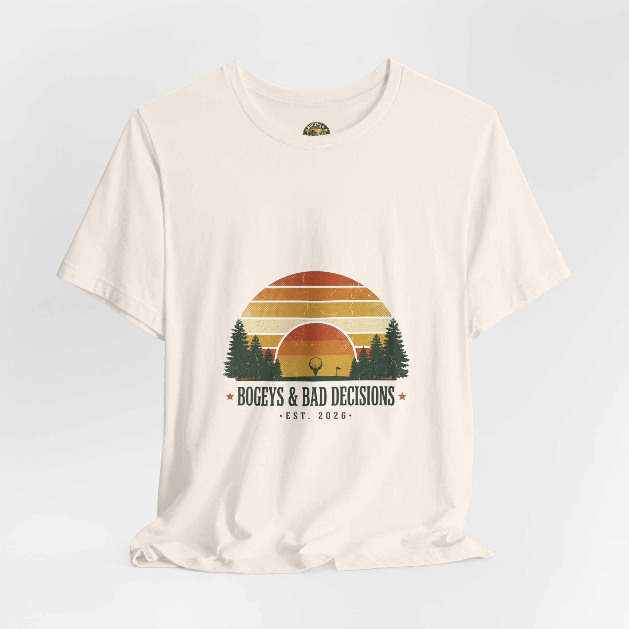 Bogeys & Bad Decisions Tee — Sunset Stripe Solo