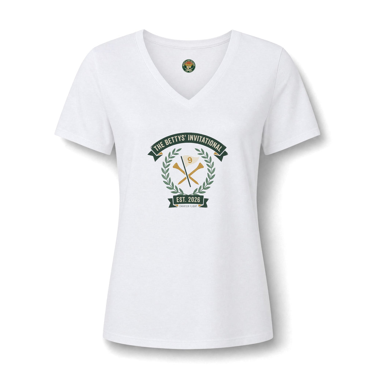 The Bettys’ Invitational  V-Neck Tee — Vintage Tournament Crest