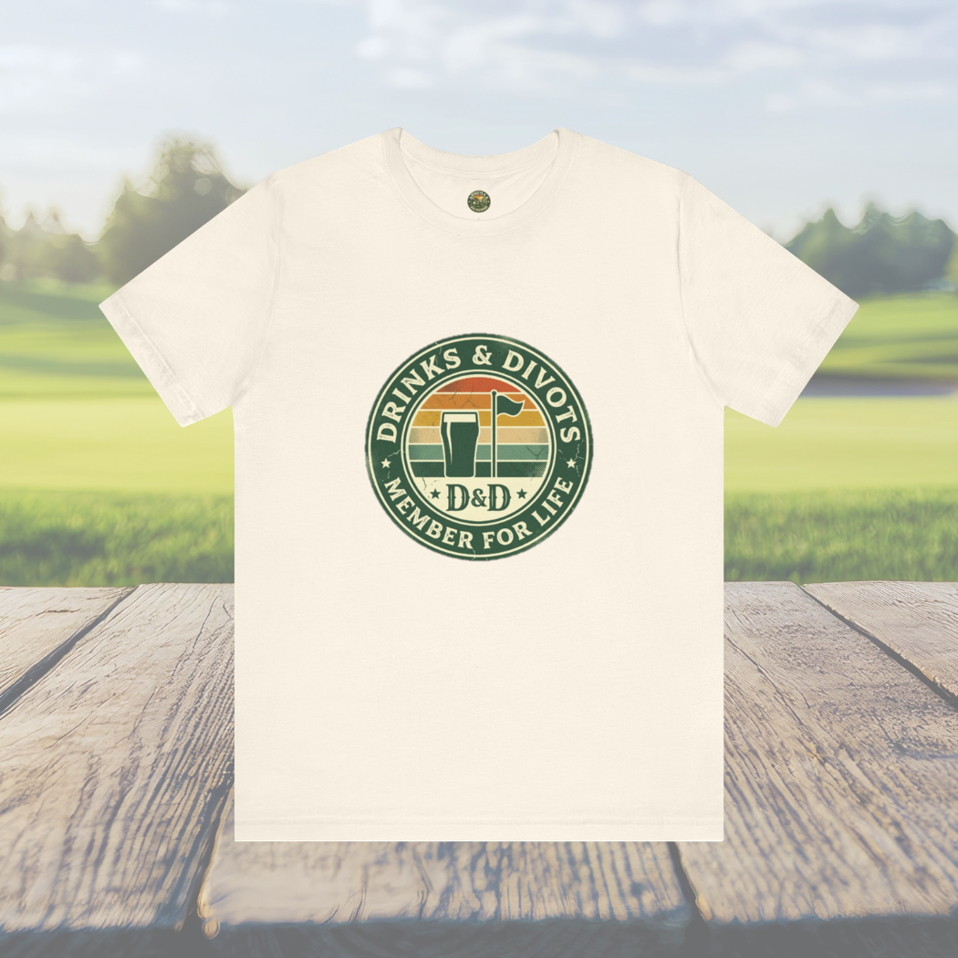Drinks & Divots Member For Life Tee — Sunset Badge