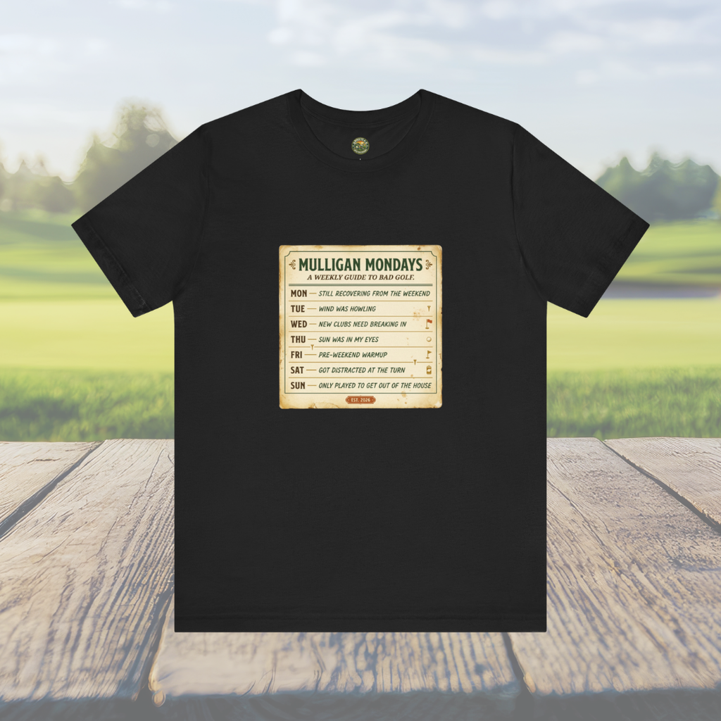 Mulligan Mondays Tee — Weekly Excuse Calendar