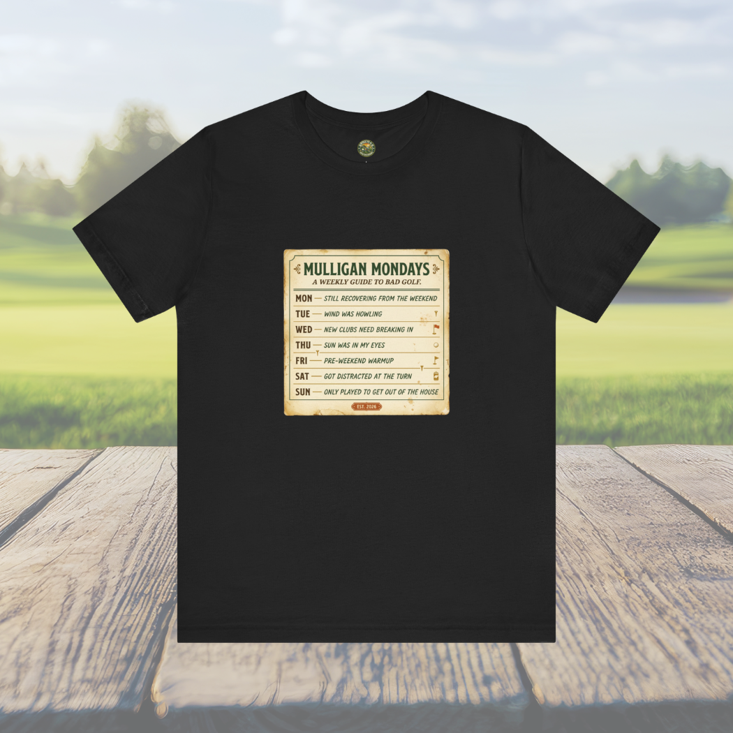 Mulligan Mondays Tee — Weekly Excuse Calendar