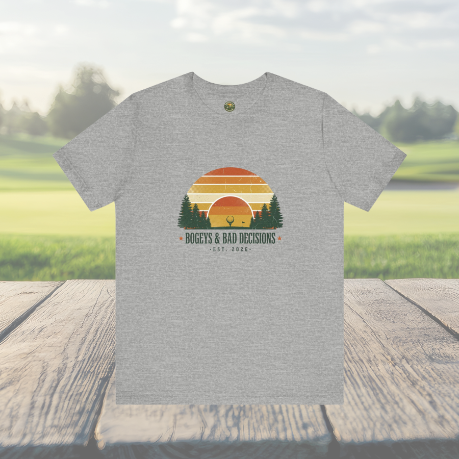 Bogeys & Bad Decisions Tee — Sunset Stripe Solo