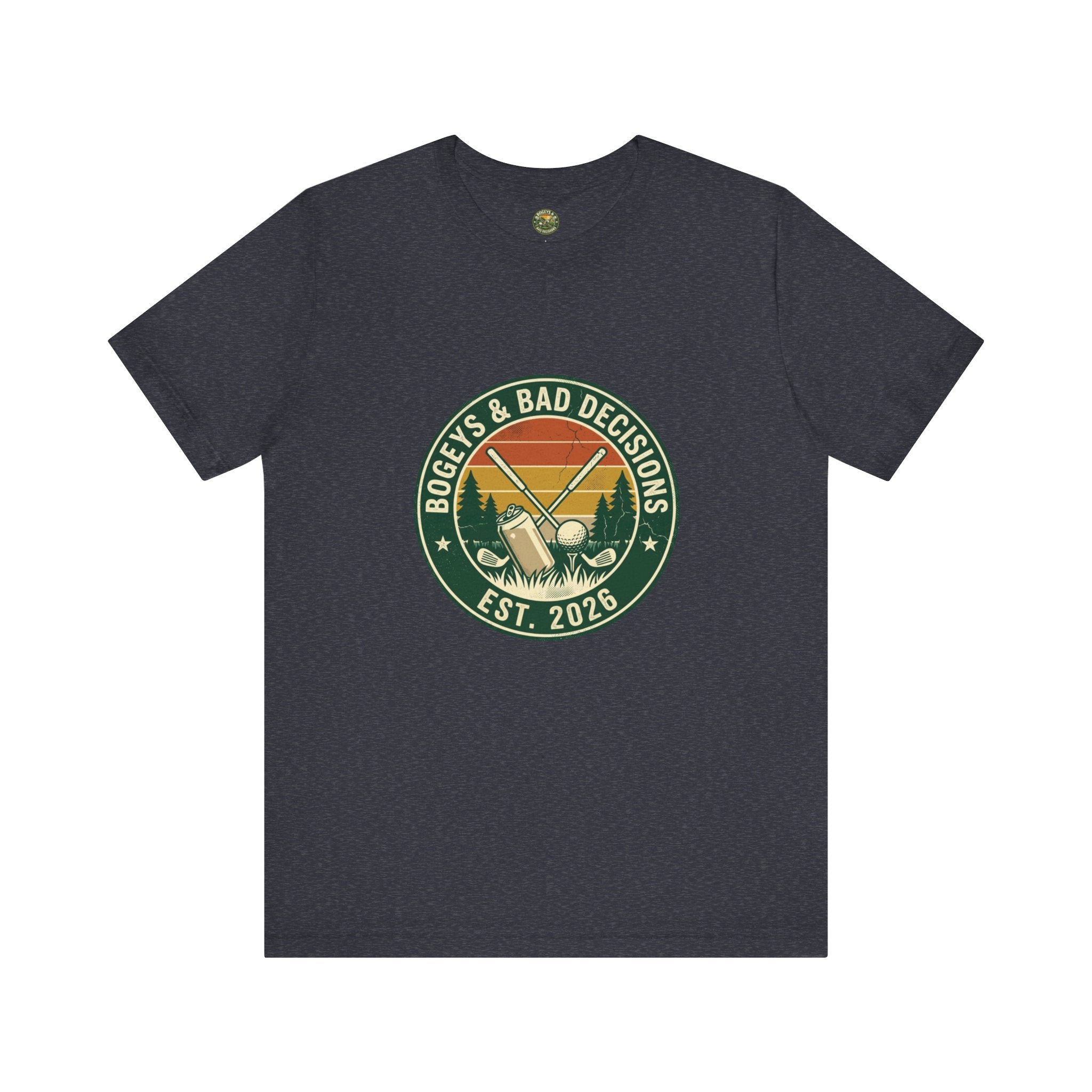 Bogeys & Bad Decisions Logo Tee - Vintage Sunset Badge