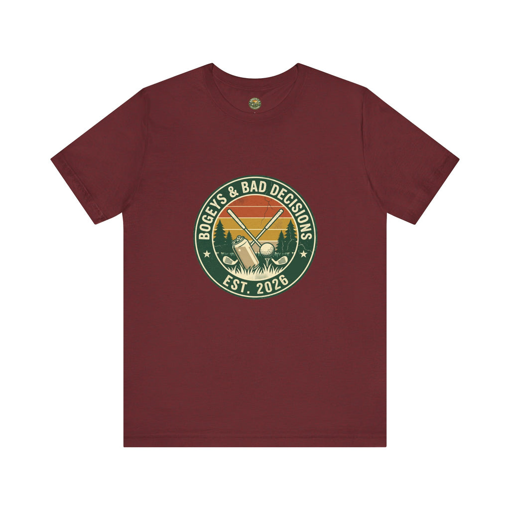 Bogeys & Bad Decisions Logo Tee - Vintage Sunset Badge