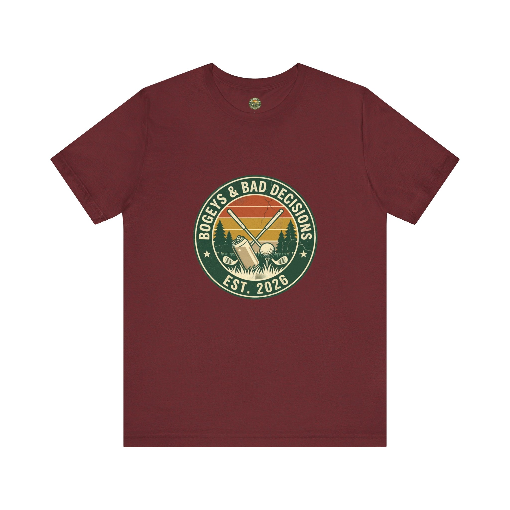 Bogeys & Bad Decisions Logo Tee - Vintage Sunset Badge