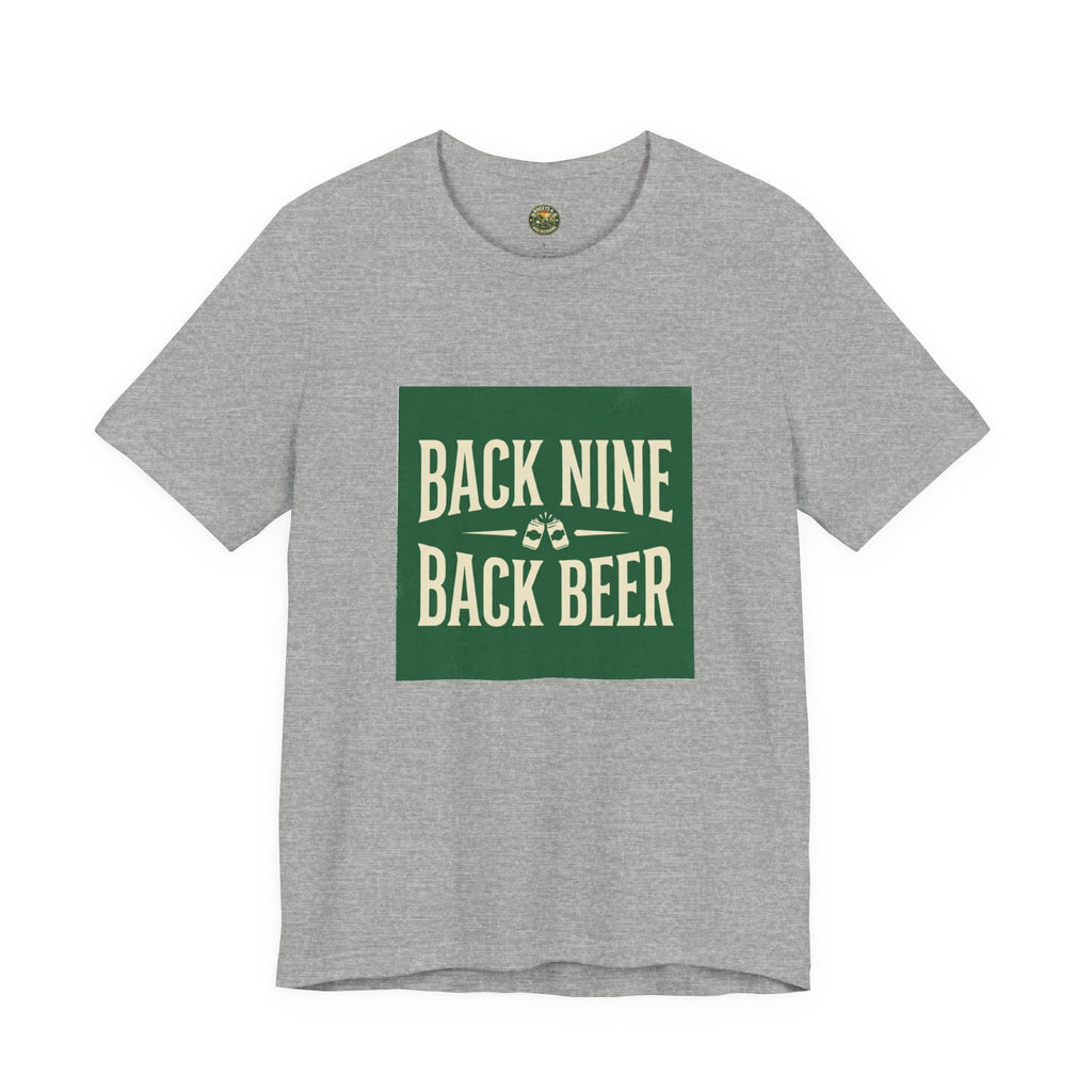 Drinks & Divots back nine golf t-shirt — forest green and cream