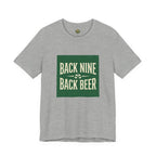 Drinks & Divots back nine golf t-shirt — forest green and cream