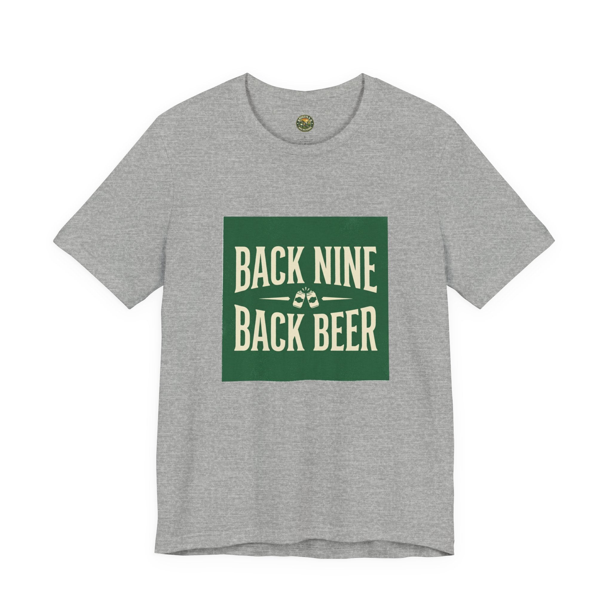 Drinks & Divots back nine golf t-shirt — forest green and cream