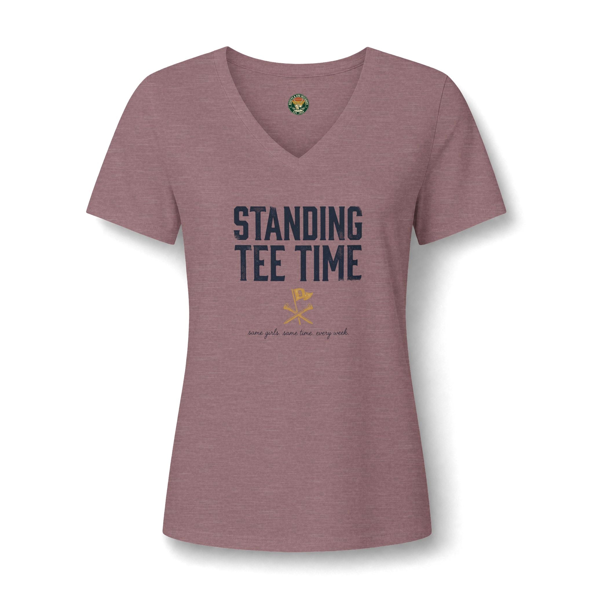 Standing Tee Time V-Neck Tee — Back Nine Bettys