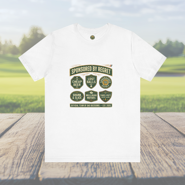 Sponsored By Regret Tee - Fake Racing Sponsor Patch