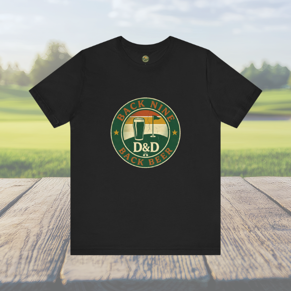 Back Nine Back Beer - Vintage Golf Sunset Badge Tee