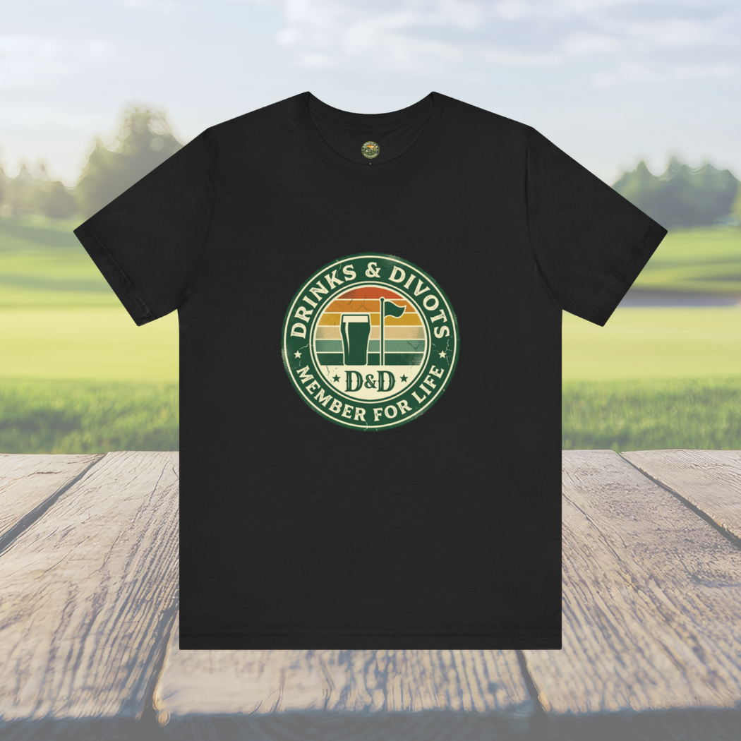Drinks & Divots Member For Life Tee — Sunset Badge