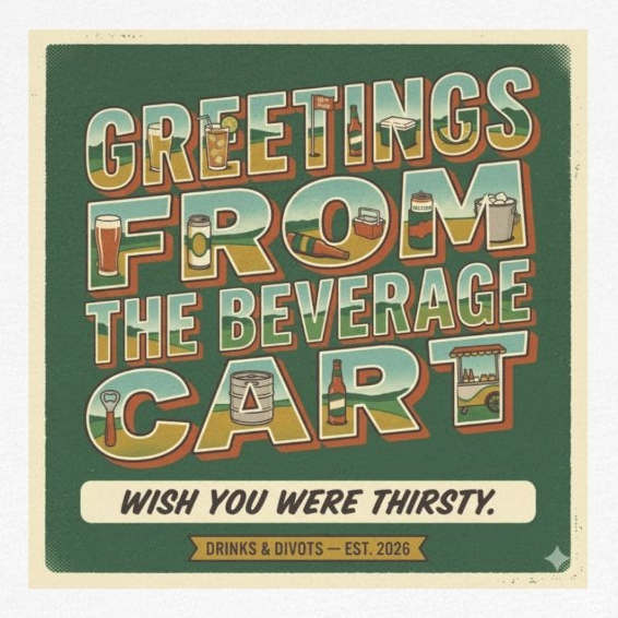 Greetings From The Beverage Cart — Vintage Postcard Tee