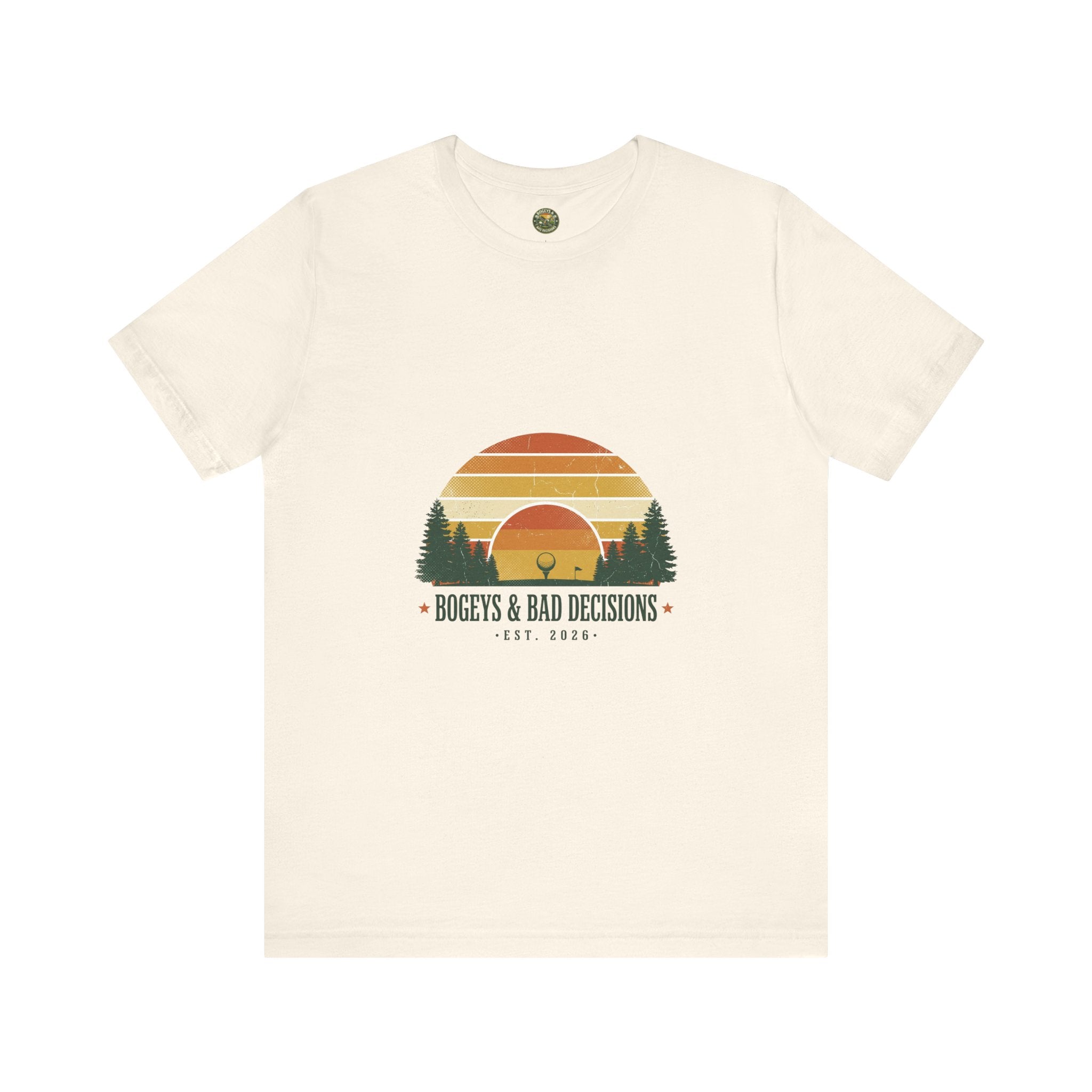 Bogeys & Bad Decisions Tee — Sunset Stripe Solo