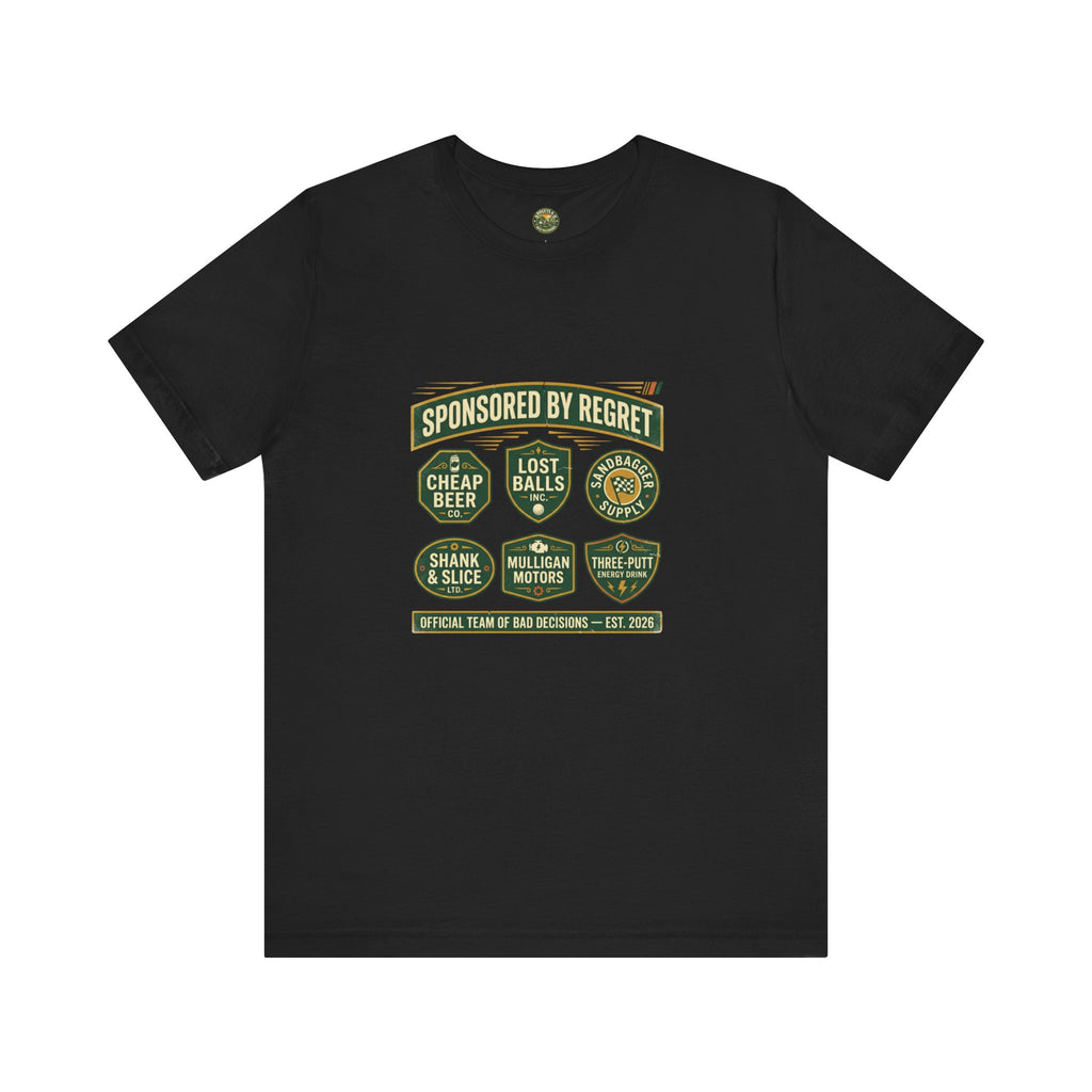 Sponsored By Regret Tee - Fake Racing Sponsor Patch