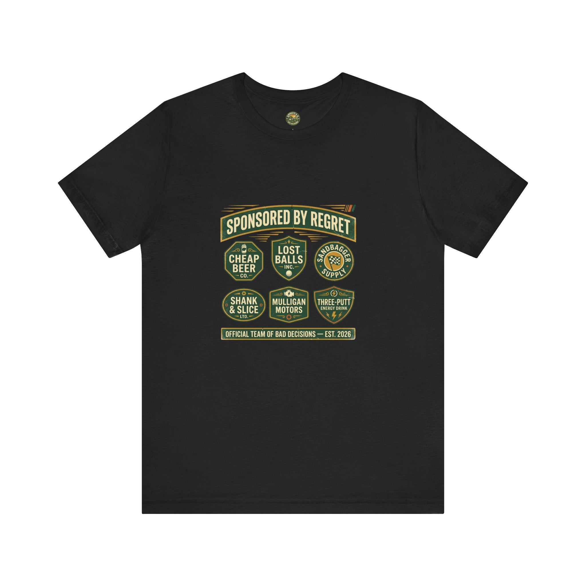 Sponsored By Regret Tee - Fake Racing Sponsor Patch