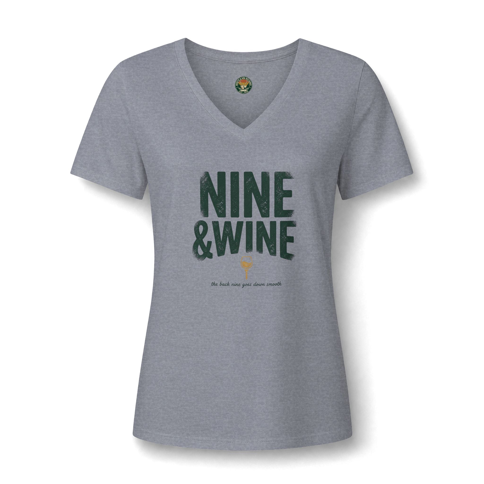 Nine & Wine V-Neck Tee — Back Nine Bettys