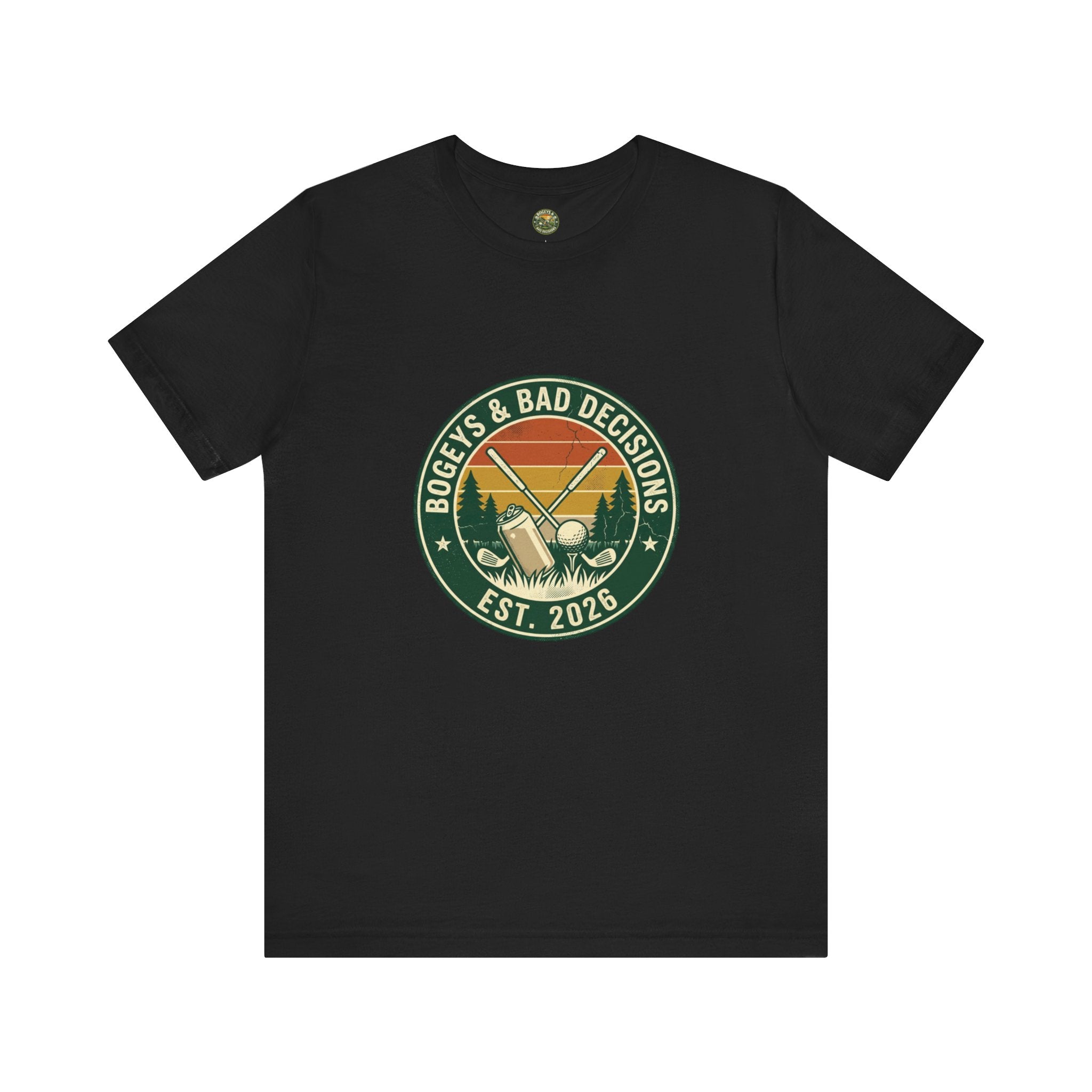 Bogeys & Bad Decisions Logo Tee - Vintage Sunset Badge