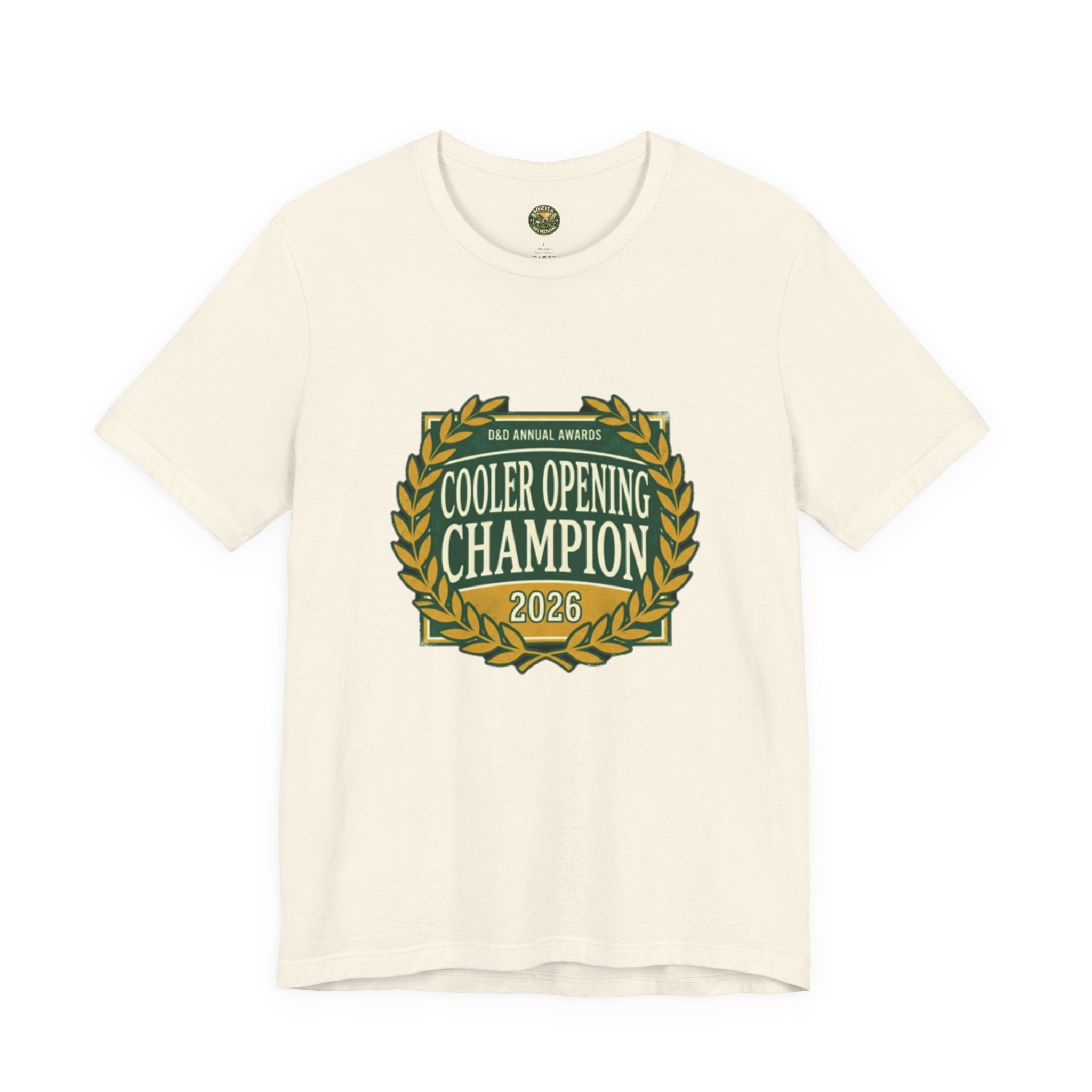 Cooler Opening Champion tee — funny golf fake award
