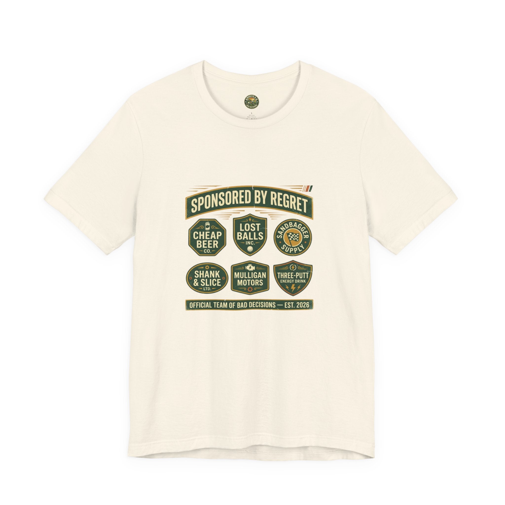 Sponsored By Regret Tee - Fake Racing Sponsor Patch
