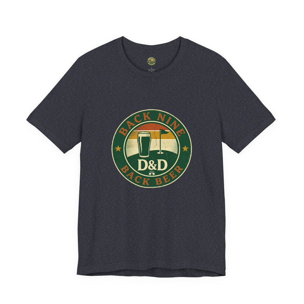 Back Nine Back Beer - Vintage Golf Sunset Badge Tee