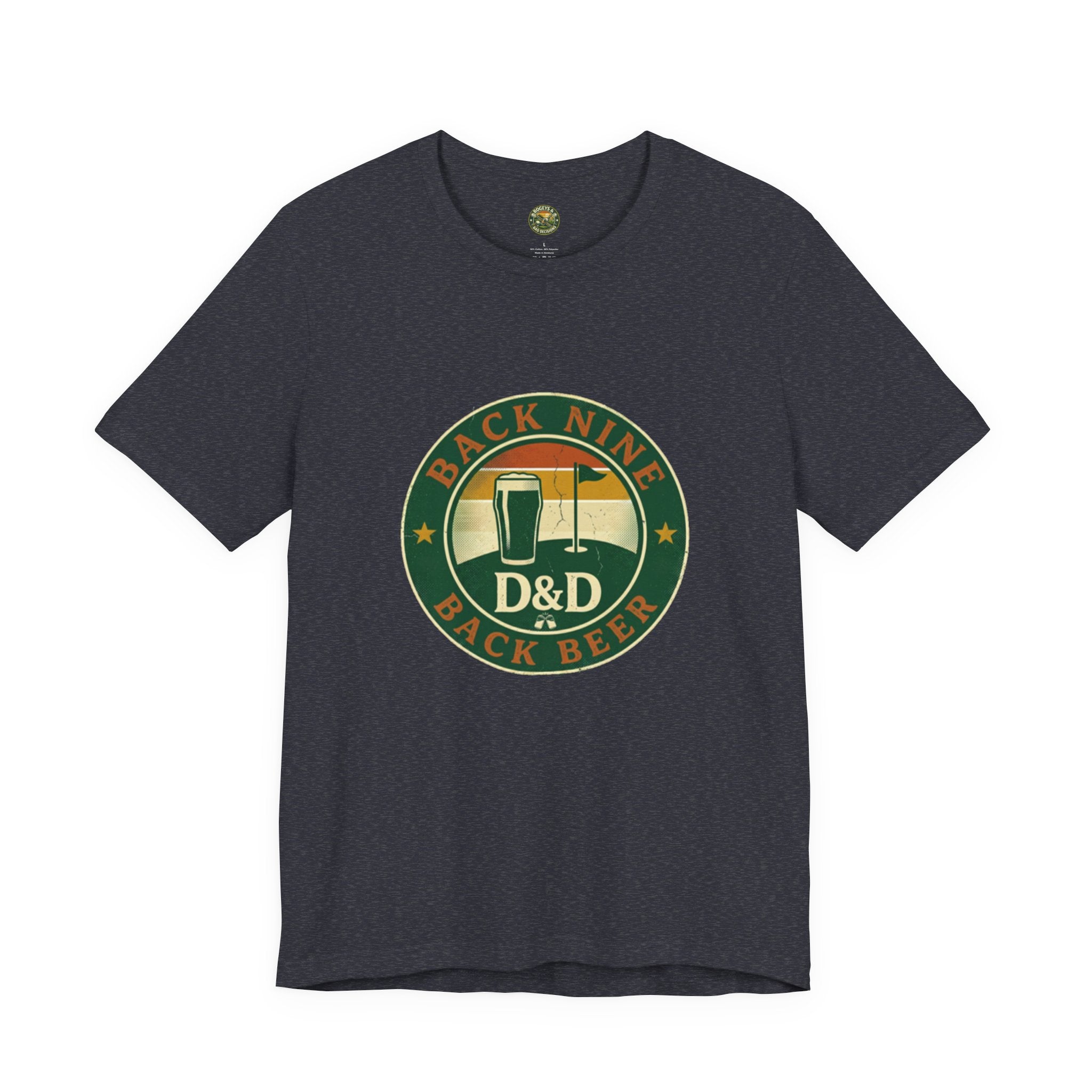 Back Nine Back Beer - Vintage Golf Sunset Badge Tee