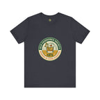 Navy blue t-shirt with 'Old Fashioned Society' logo on a white background