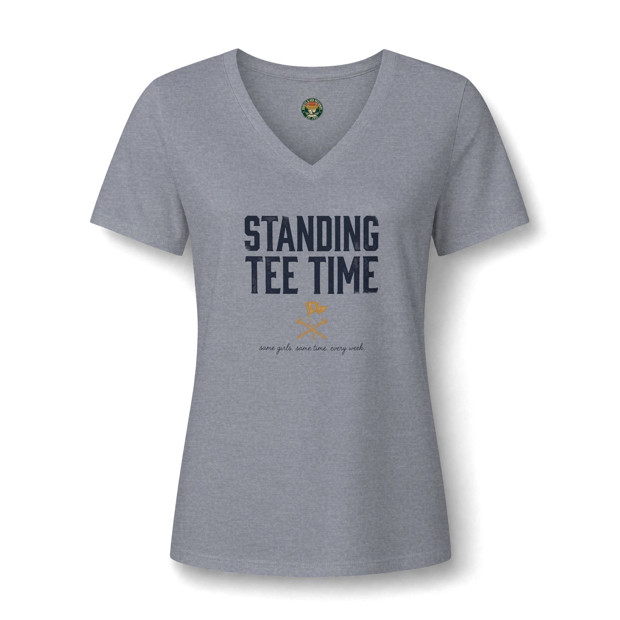 Standing Tee Time V-Neck Tee — Back Nine Bettys