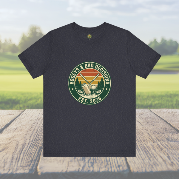 Bogeys & Bad Decisions Logo Tee - Vintage Sunset Badge