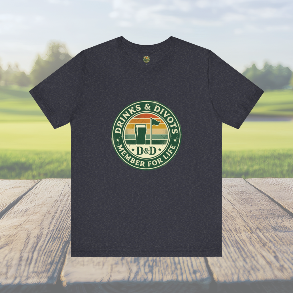 Drinks & Divots Member For Life Tee — Sunset Badge