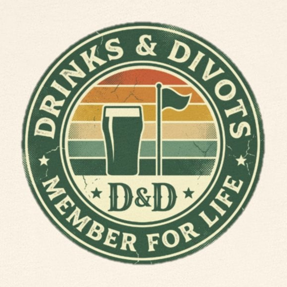 Drinks & Divots Member For Life Tee — Sunset Badge