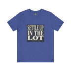 Settle Up In The Lot Tee — Golf Gambling Typography