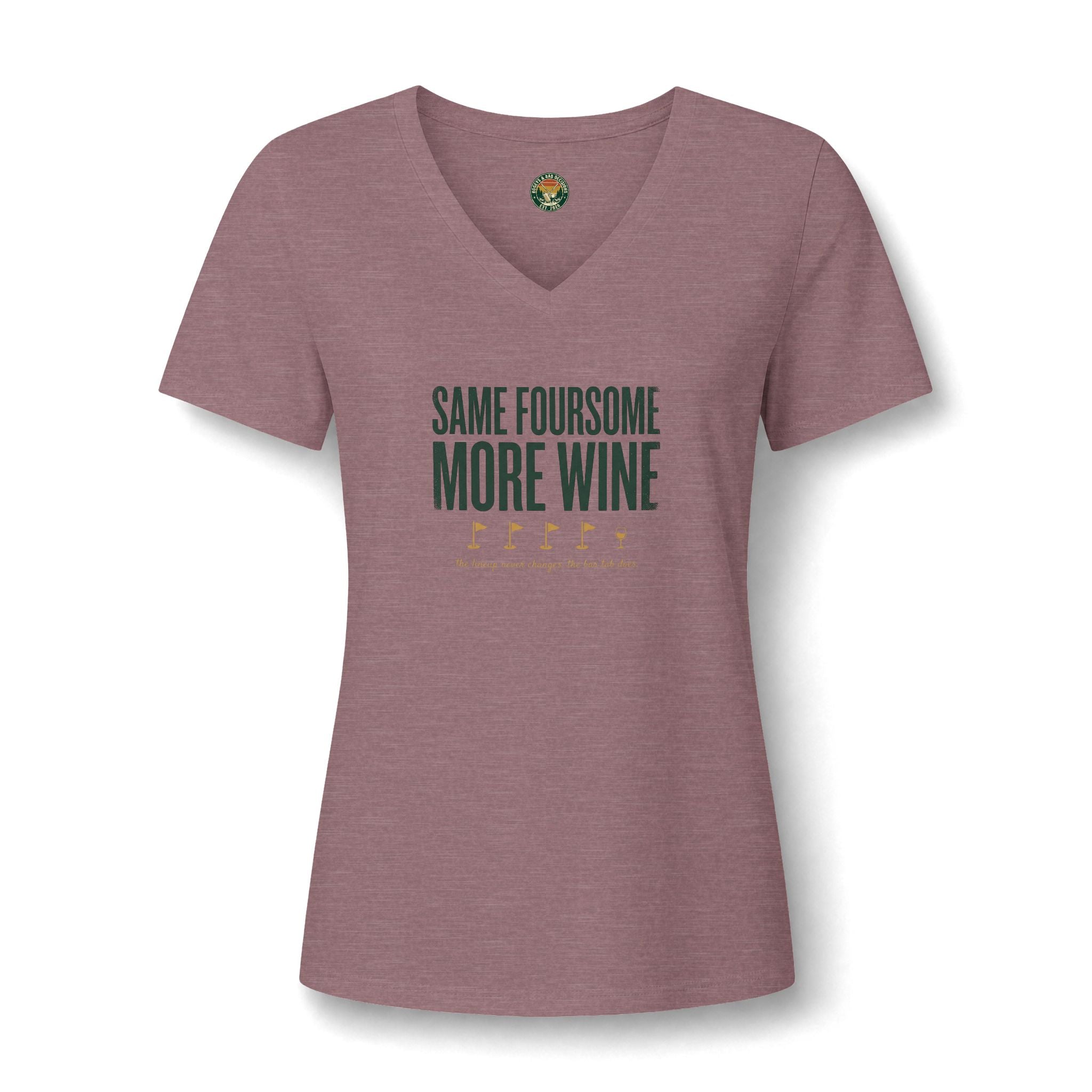 Same Foursome, More Wine V-Neck Tee — Back Nine Bettys