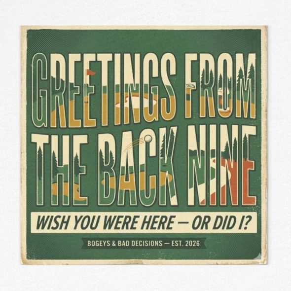 Greetings From The Back Nine — Vintage Postcard Tee