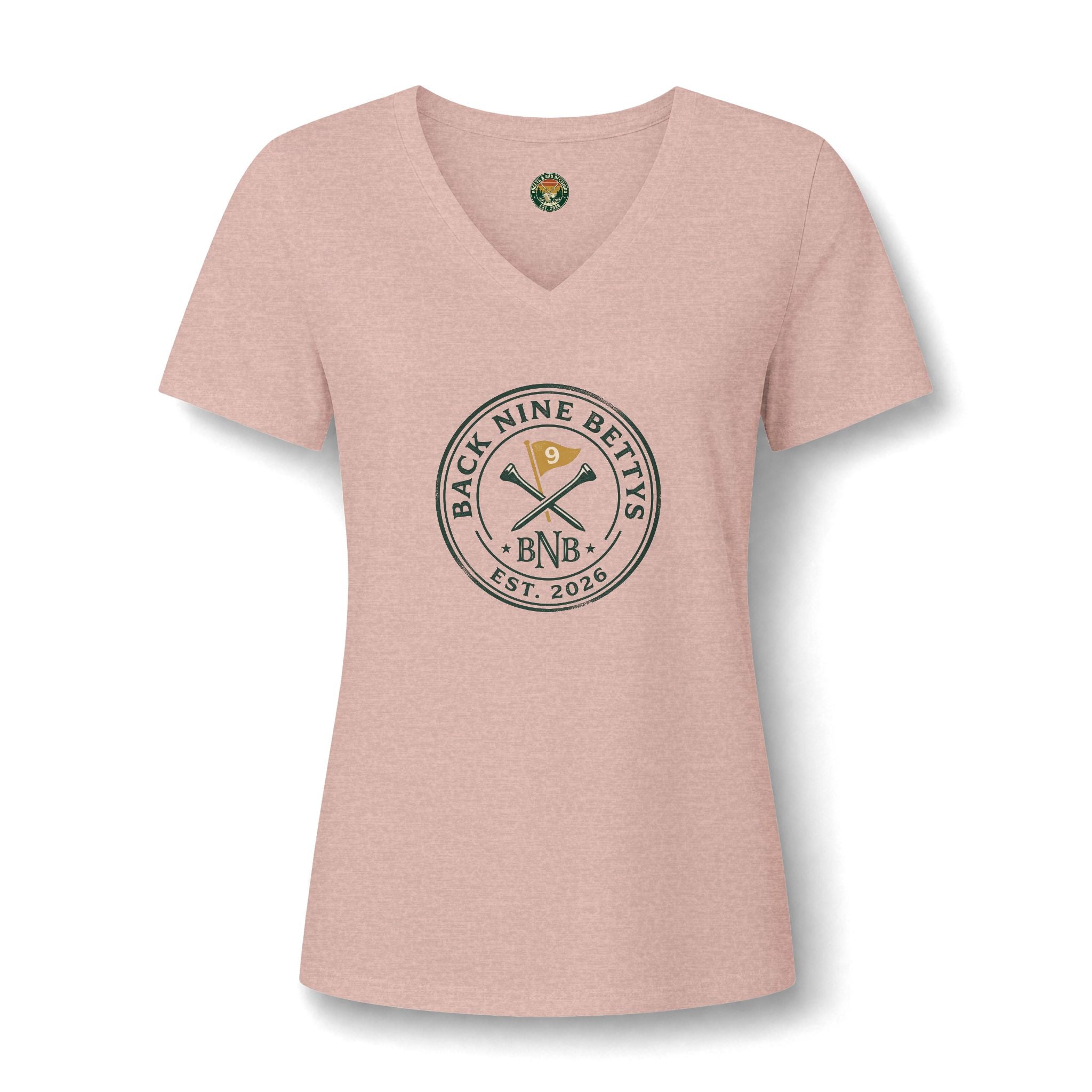 Back Nine Bettys V-Neck Tee — Charter Member Badge
