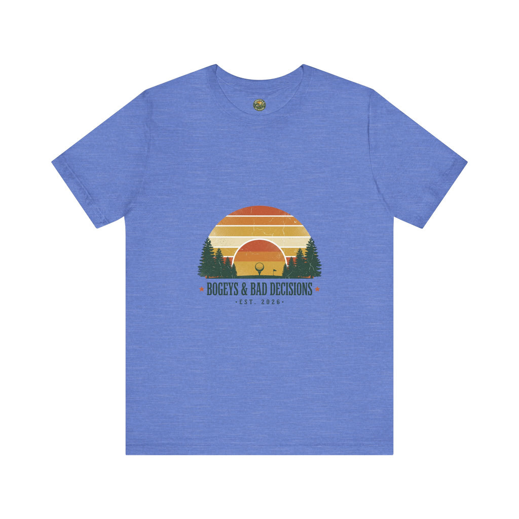 Bogeys & Bad Decisions Tee — Sunset Stripe Solo