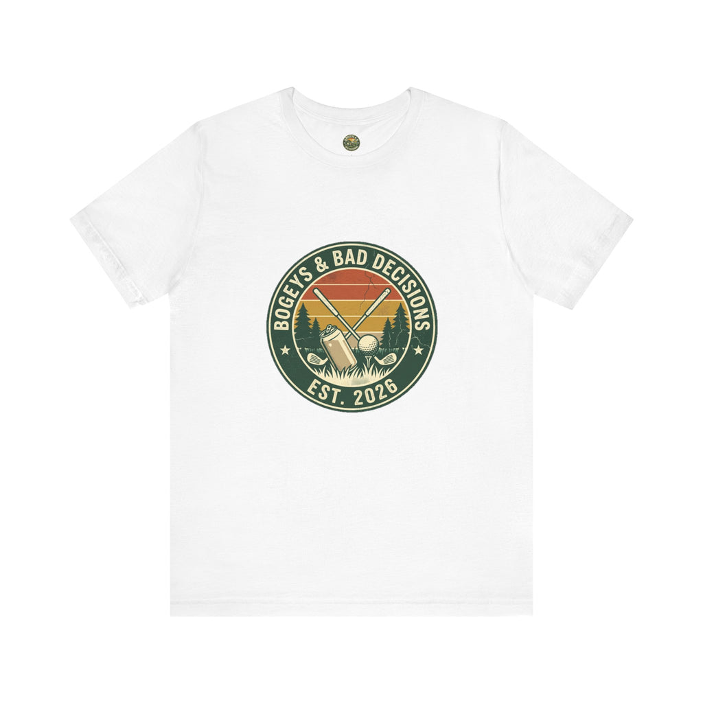Bogeys & Bad Decisions Logo Tee - Vintage Sunset Badge