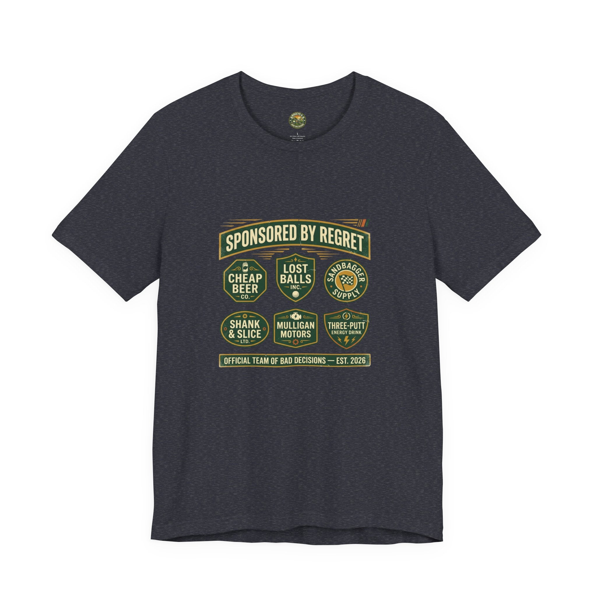 Sponsored By Regret Tee - Fake Racing Sponsor Patch