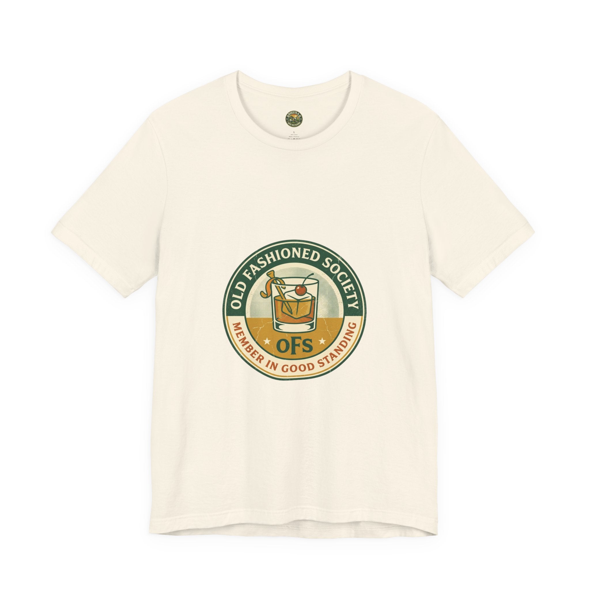 Old Fashioned Society tee — vintage golf cocktail badge