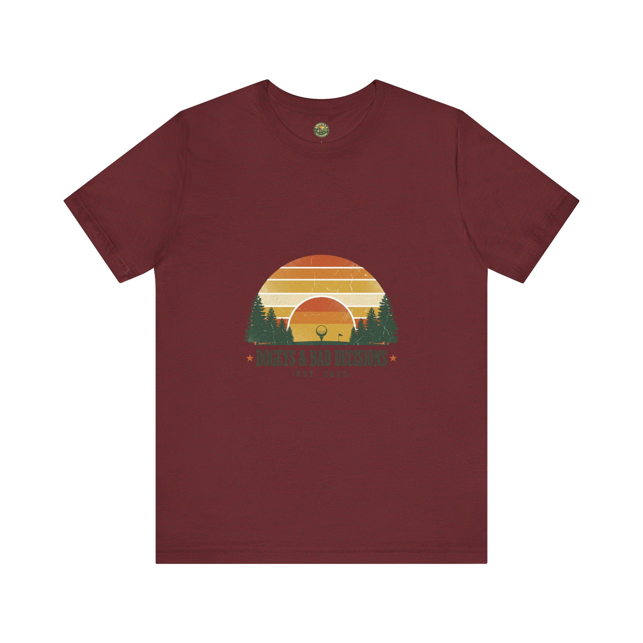 Bogeys & Bad Decisions Tee — Sunset Stripe Solo