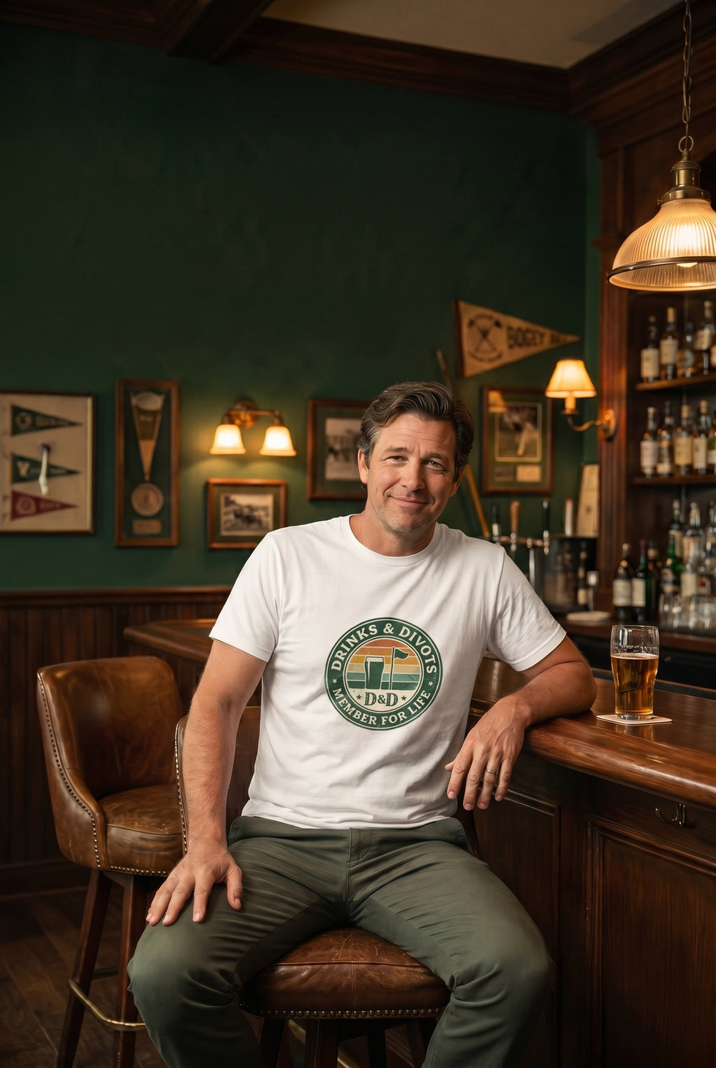 Drinks & Divots Member For Life Tee — Sunset Badge