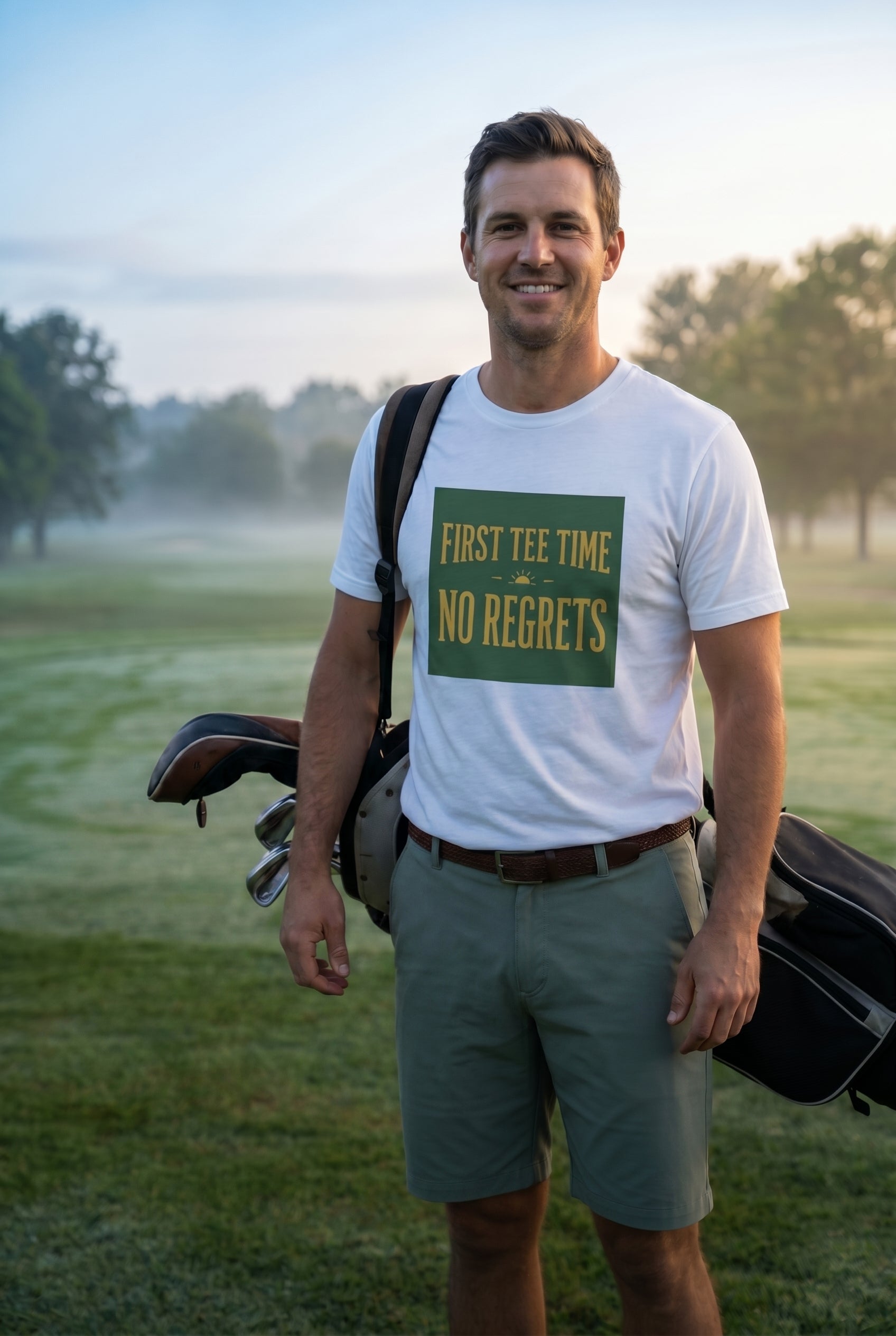 First Tee Time No Regrets Tee — Early Golf Typography