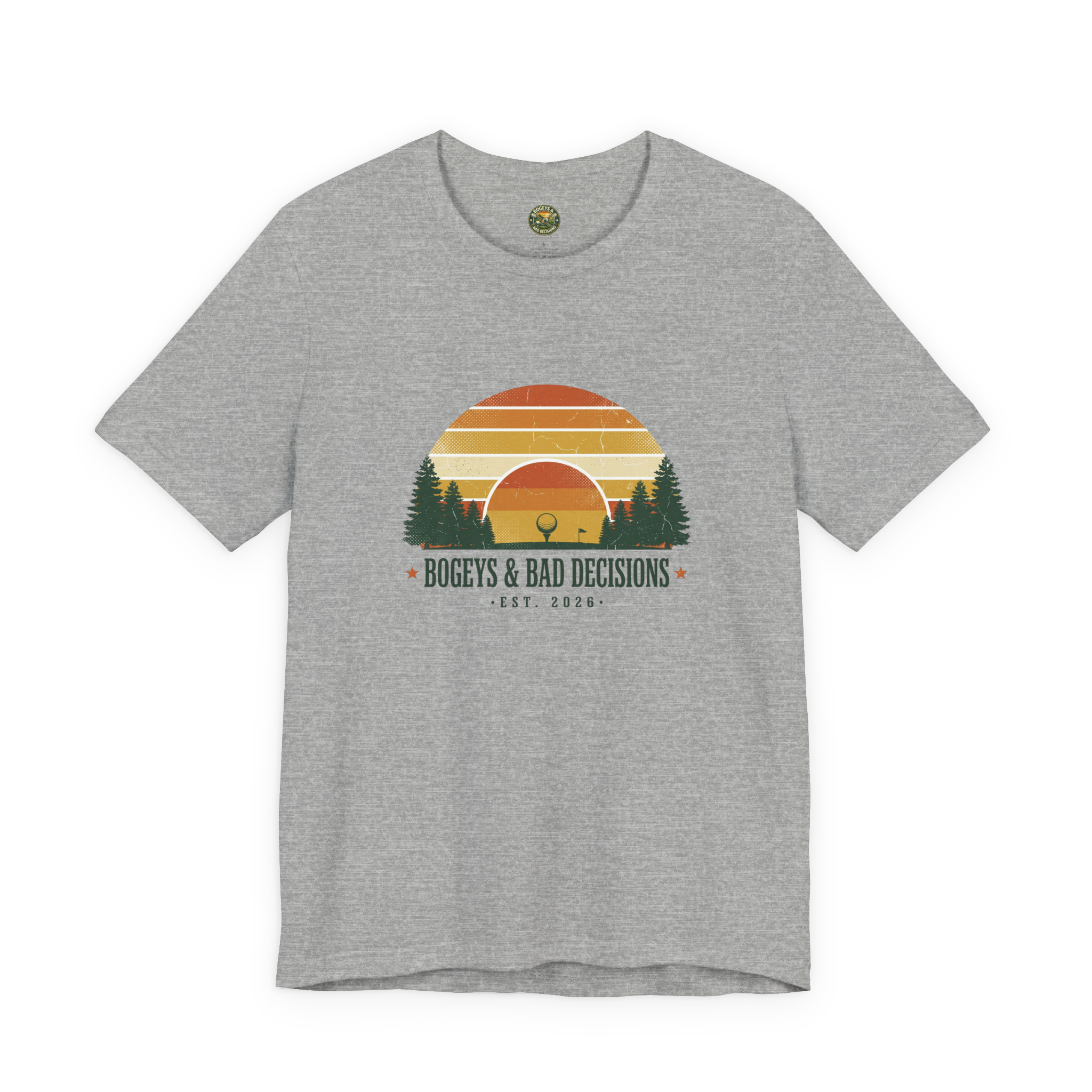Bogeys & Bad Decisions Tee — Sunset Stripe Solo