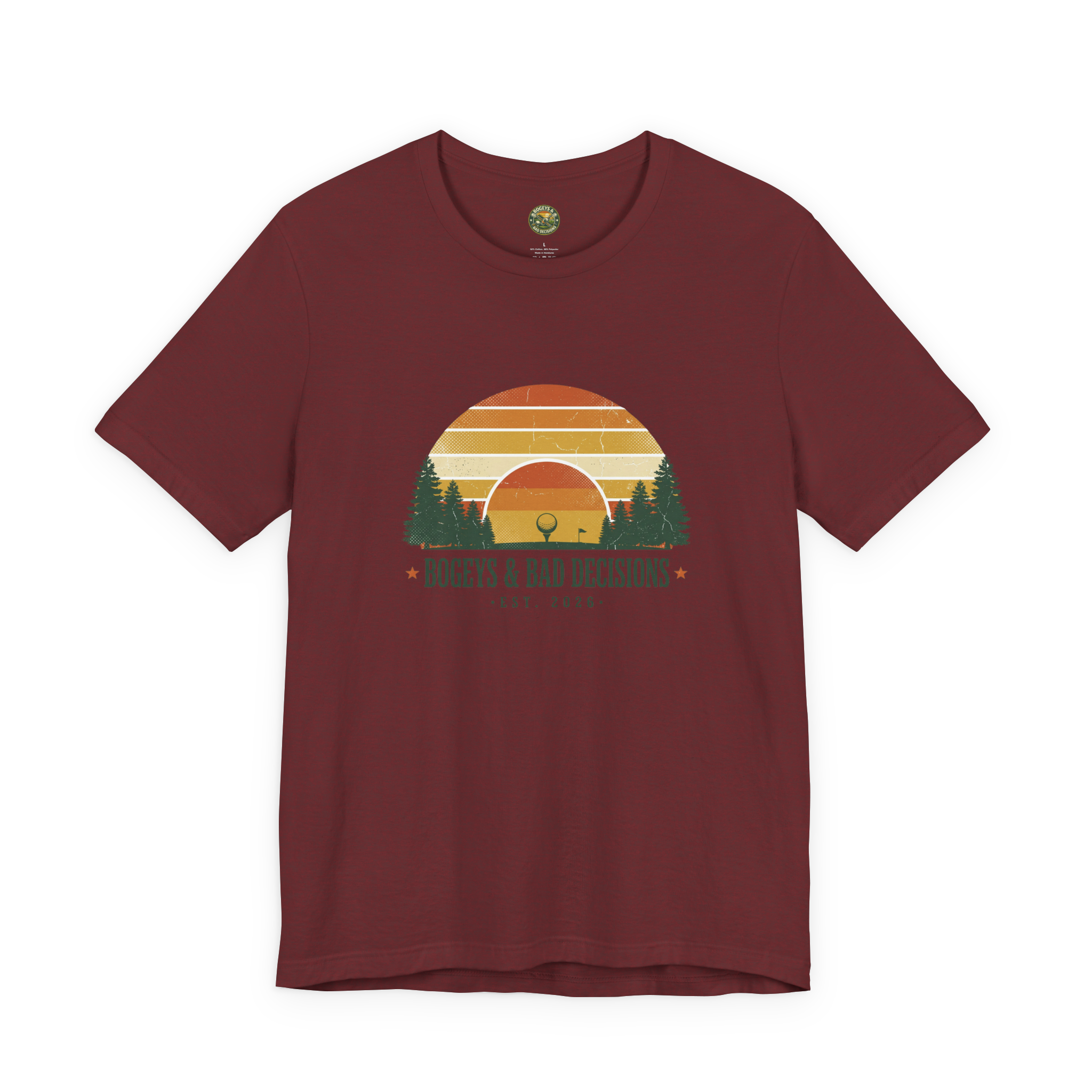 Bogeys & Bad Decisions Tee — Sunset Stripe Solo