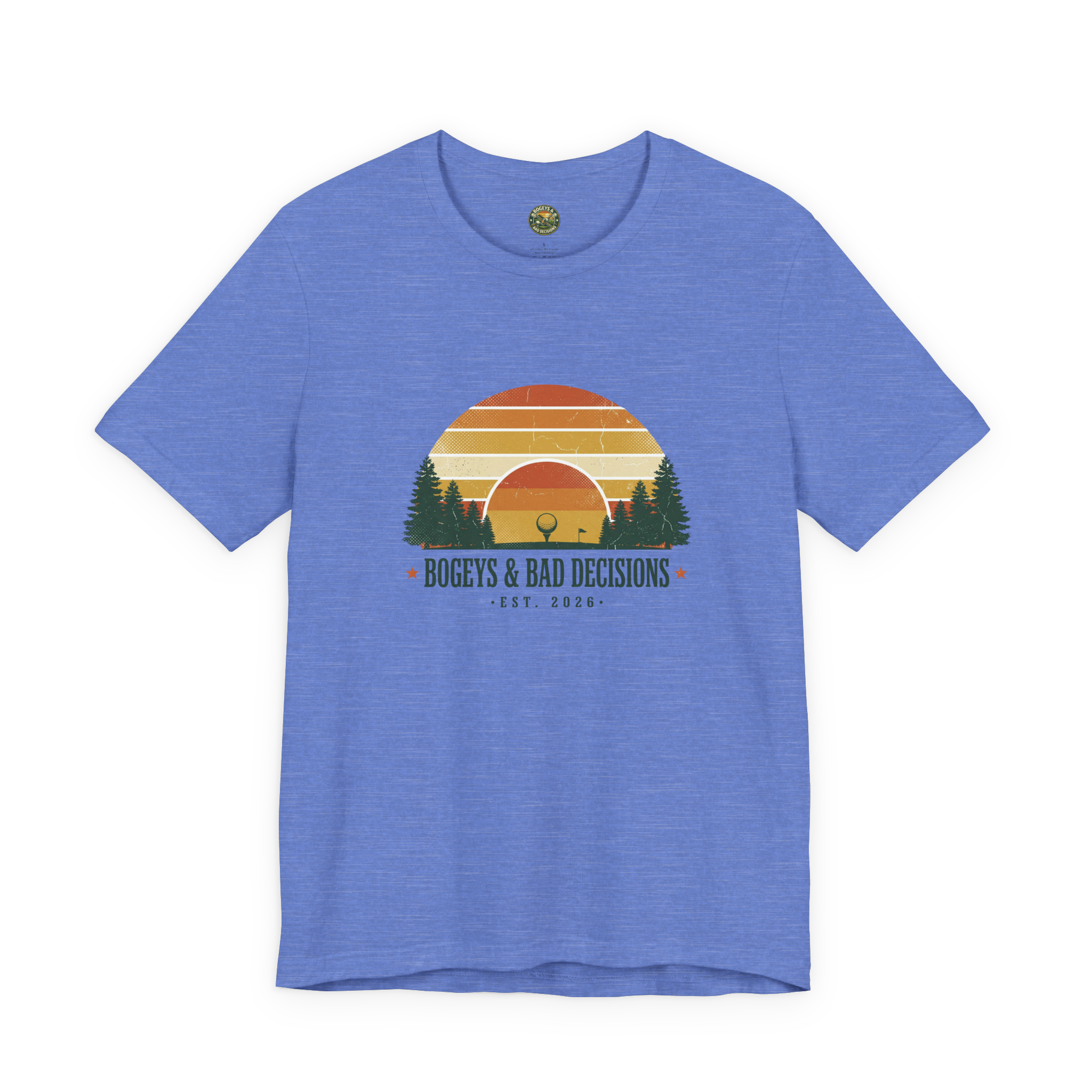 Bogeys & Bad Decisions Tee — Sunset Stripe Solo