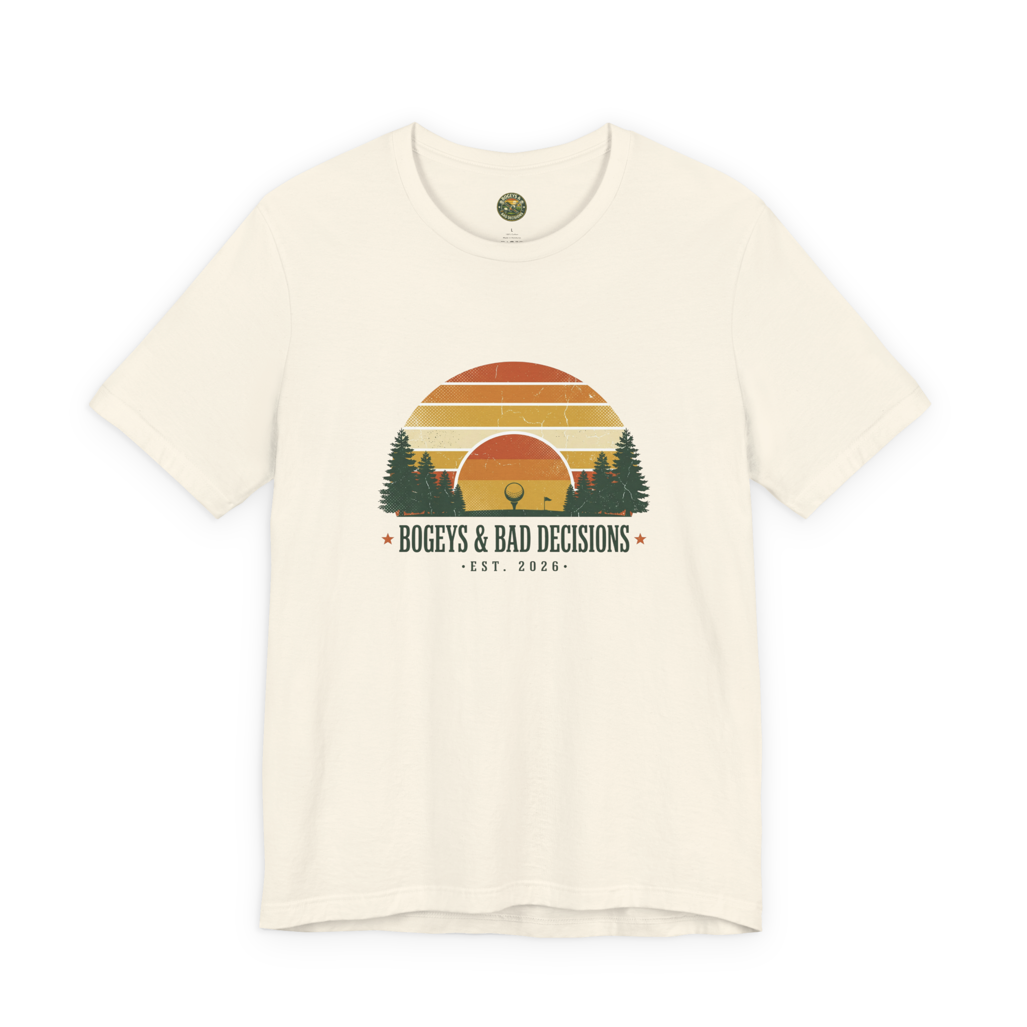 Bogeys & Bad Decisions Tee — Sunset Stripe Solo