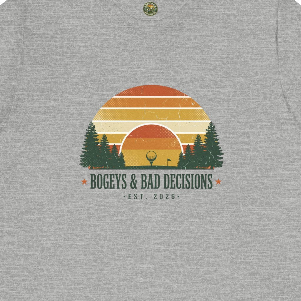 Bogeys & Bad Decisions Tee — Sunset Stripe Solo