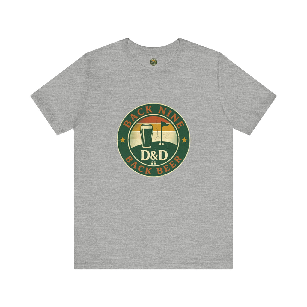 Back Nine Back Beer - Vintage Golf Sunset Badge Tee